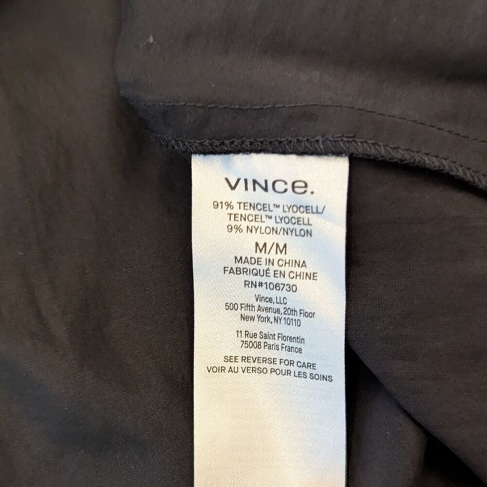Vince Flutter-Sleeve Tie-Back Midi Dress Womens M Black V-neck Sleeveless - Picture 11 of 12